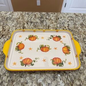 Temptations Harvest Pumpkin Ceramic Tray